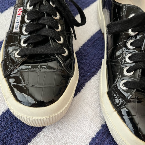 GUC- Black Patent Superga Sneakers - Picture 2 of 9